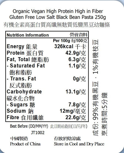 Black Bean Pasta - High Protein, High Fiber